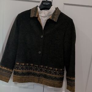 Coldwater Creek Brown and Dark Green  Textured Jacket. Size M